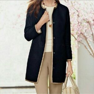 Talbots Snap Up Lined Black Coat Jacket 16W Quiet Luxury Fall Winter